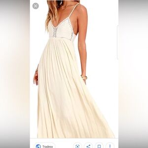 Lulus Cream Crochet Maxi Dress